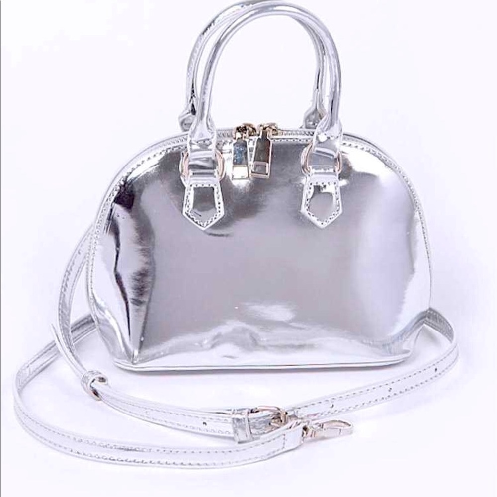 Mirror Metallic Structure Top Handle Bag